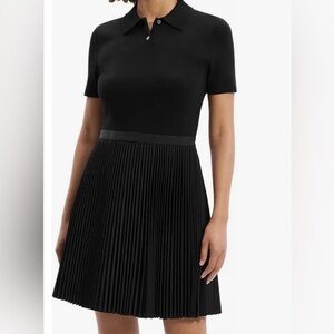 Theory Elegant Black Pleated Midi Dress
